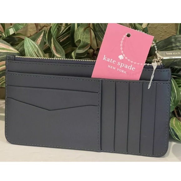 KATE SPADE BEEP BEEP LARGE SLIM CARD HOLDER WALLET VW BUG YELLOW CAR NAVY BLUE - Picture 5 of 7